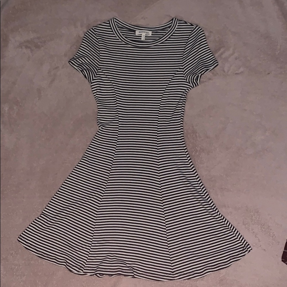 Black and White Stripe Monteau Dress